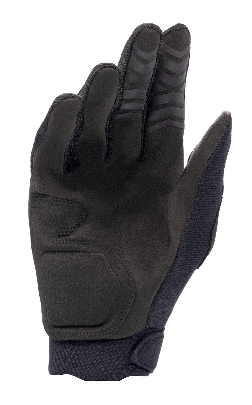 Alpinestars Full Bore XT handsker, sort, set fra håndfladen, med syntetisk ruskind for holdbarhed og greb, ergonomiske syninger og teksturerede fingerspidser til off-road kørsel