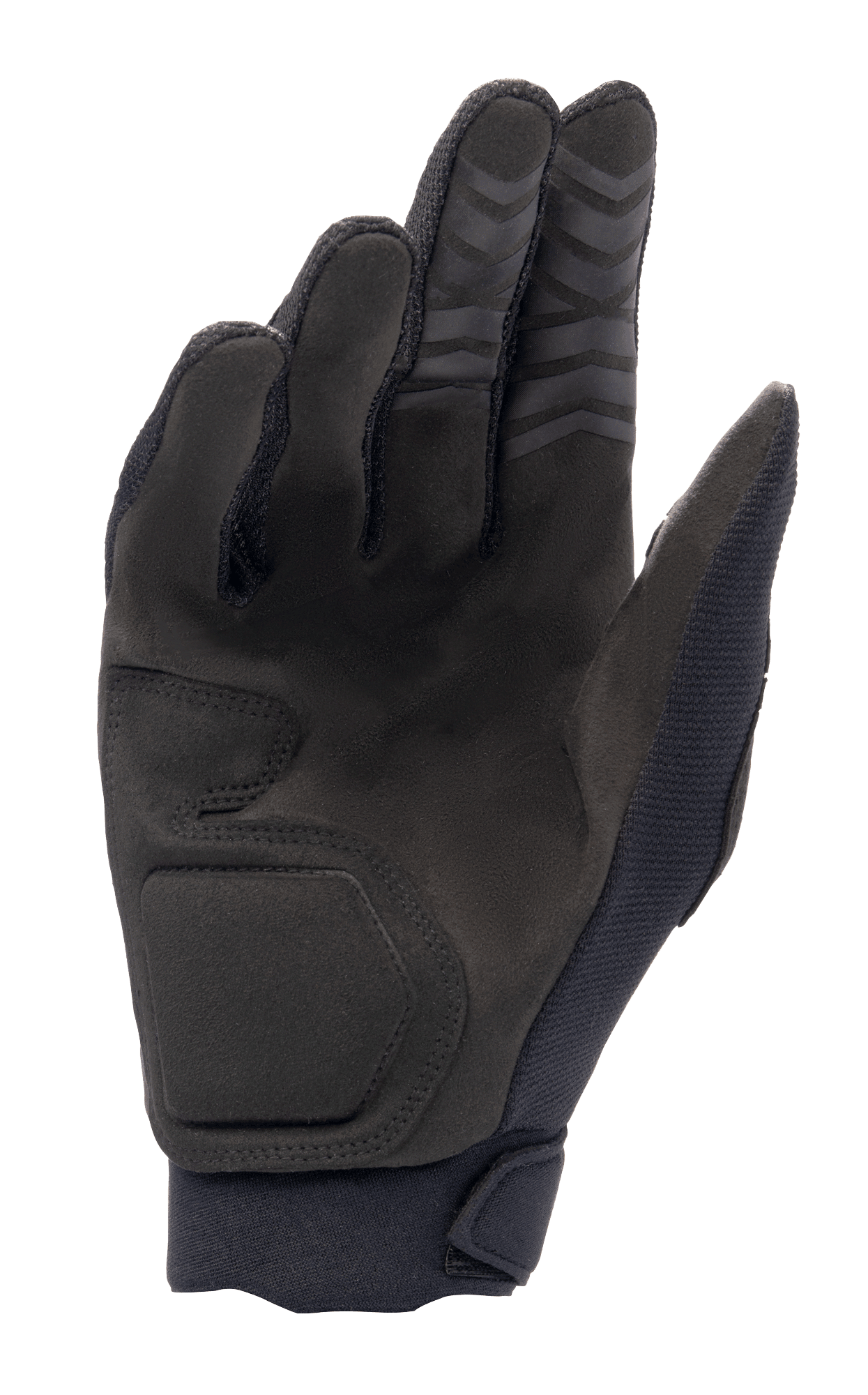Alpinestars Full Bore XT handsker, sort, set fra håndfladen, med syntetisk ruskind for holdbarhed og greb, ergonomiske syninger og teksturerede fingerspidser til off-road kørsel