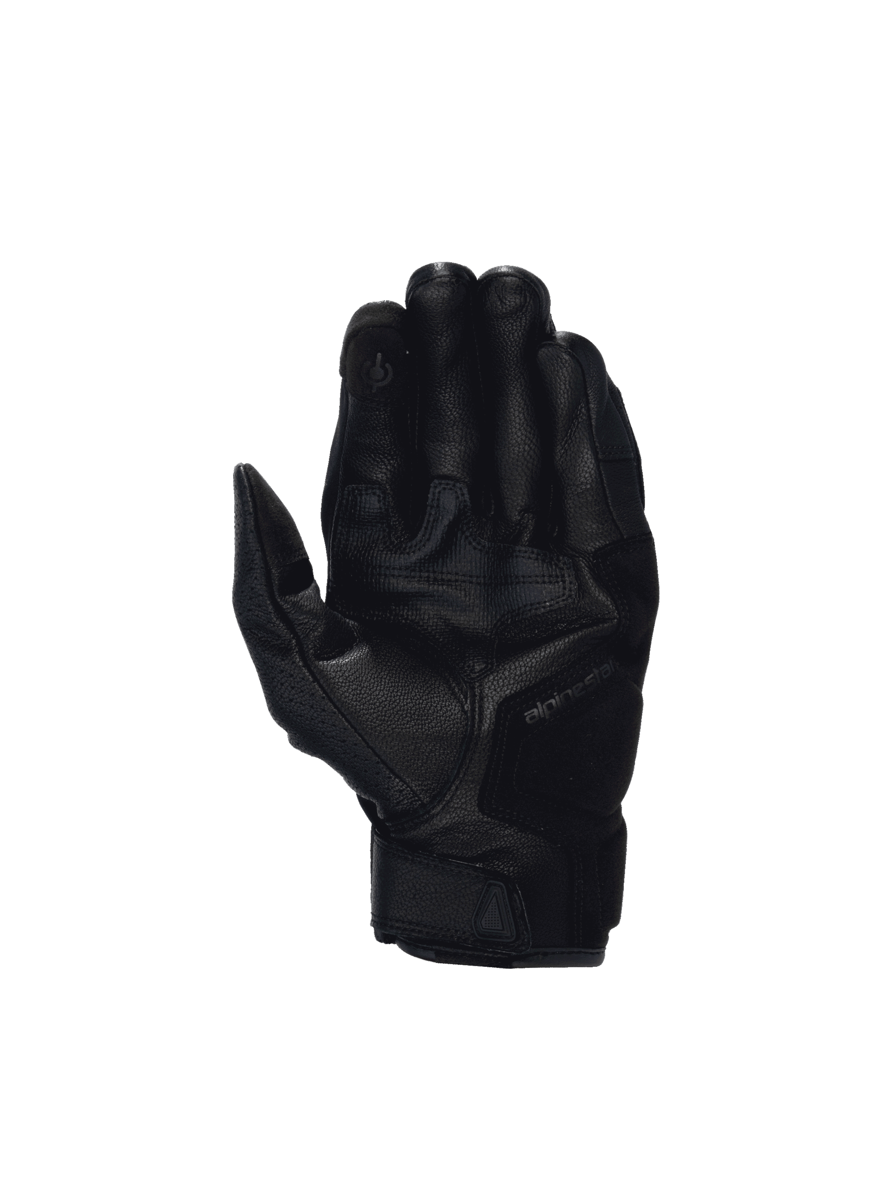 Alpinestars Celer V3 handsker, sorte motorcykelhandsker i gedeskind med forstærket håndflade og touchscreen-tip.