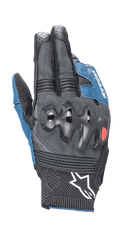 Alpinestars Morph Sport-handsker, motorcykelhandsker, sort og blå Sodalite, med overindstøbte knobeskyttere, MorphTech Weave-baghånd med RIDEKNIT-indsatser, hvidt stjernelogo på manchetten, teknisk tekstureret stof til road racing