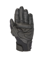 Alpinestars SPX AC V2 handsker, korte sommer motorcykelhandsker, sort, CE-certificeret læder- og mesh-konstruktion med hård håndfladeslider og touchscreen-fingerspidser