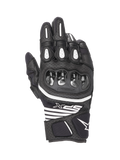 Alpinestars SPX AC V2 motorcykelhandsker, korte sommerhandsker, sort og hvid, CE-certificeret, læder og mesh-konstruktion med hård kulfiber-knokkelbeskyttelse