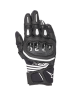 Alpinestars SPX AC V2 motorcykelhandsker, korte sommerhandsker, sort og hvid, CE-certificeret, læder og mesh-konstruktion med hård kulfiber-knokkelbeskyttelse