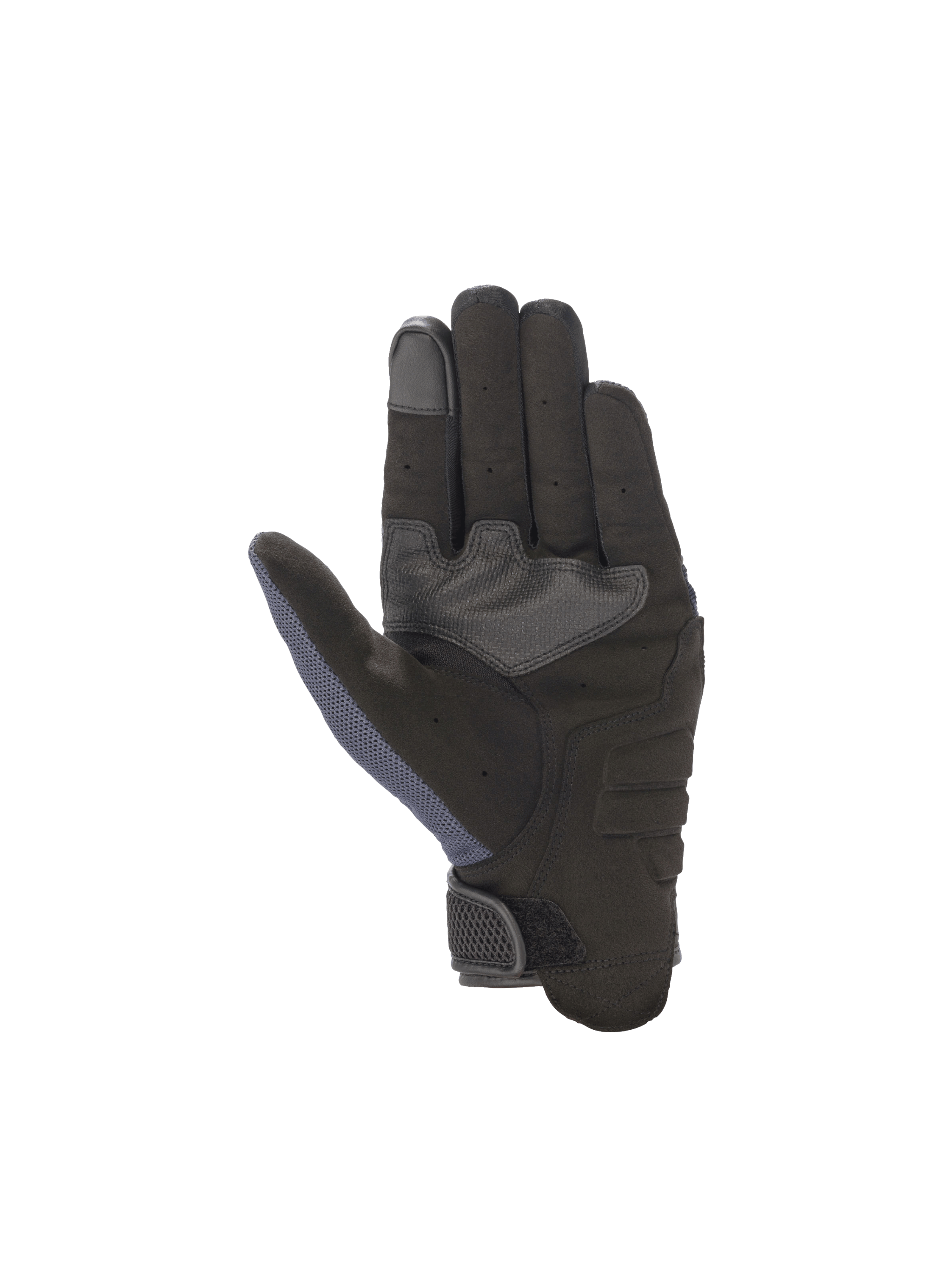 Alpinestars Copper handsker, urban motorcykelhandsker til mænd, blå og sort, syntetisk ruskindshåndflade med touchscreen-kompatibel pegefinger.