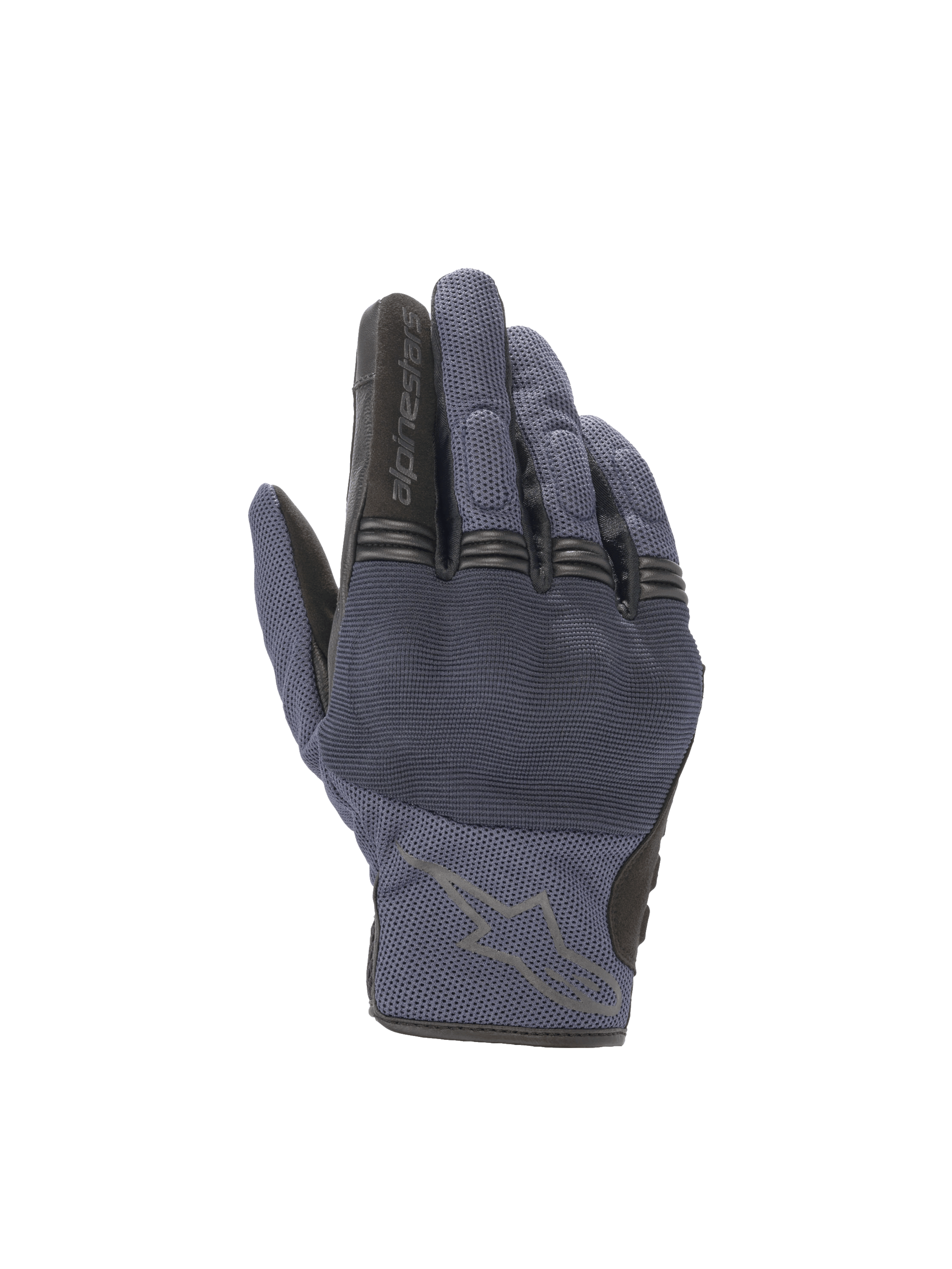 Alpinestars Copper Gloves, urban motorcycle road gloves, Mood Indigo blue and black, with protective hard knuckles.