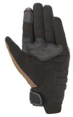 Alpinestars Copper Gloves, Urban Motorcycle Gloves, Teak and Black, palm view featuring synthetic suede construction, reinforced grip panels, touchscreen-compatible fingertip, and perforated finger details