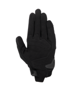 Alpinestars SP X 1 handsker, Sort/Sort motorcykelhandsker, håndfladevisning der viser konstruktion i syntetisk læder med forstærkede slagzoner, TPR-håndfladeslider og kompakt manchetlukning.