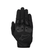 Alpinestars SP X 1 handsker, sorte motorcykelhandsker til sportskørsel, håndryg i tekstureret strækstof, tonalt sort stjernelogo, integreret TPR-knobeskyttelse og fingerslidere, slidstærkt design til sportskørsel