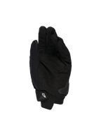 Alpinestars SP X 1 handsker, sort, håndfladevisning der viser syntetisk læderkonstruktion for greb, TPR-håndfladeslider til stødbeskyttelse og justerbar manchet med hvidt Alpinestars-logo, motorcykelsportudstyr