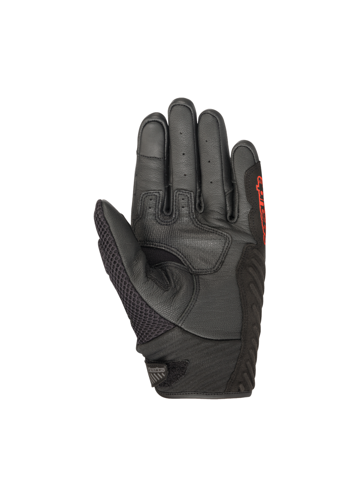 Alpinestars SMX-1 Air V2 motorcykelhandsker i sort og rød med perforeret læderhåndflade og mesh til sportslig vejkørsel.