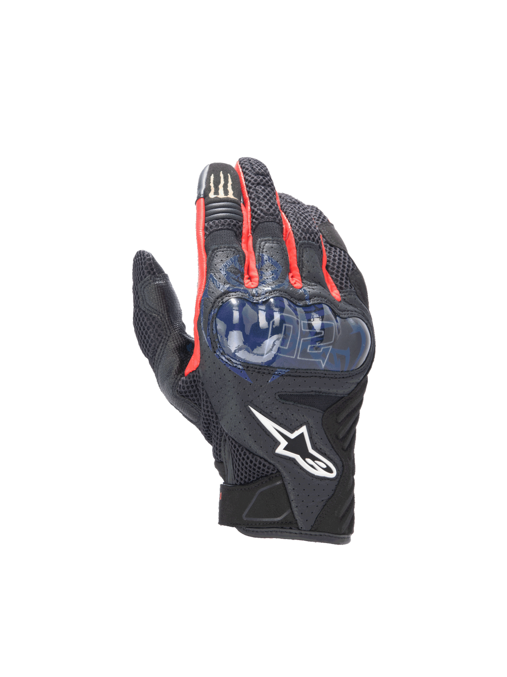 Alpinestars FQ20 SMX-1 Air V2 Monster handsker, motorcykelhandsker til herrer, sort og blå, åndbar mesh og læder med hård knoebeskyttelse.