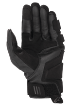 Alpinestars Phenom Læder Air handsker, sort, set fra håndfladen, premium gedelæderkonstruktion, forstærkede grebszoner, justerbar velcro-håndledslukning