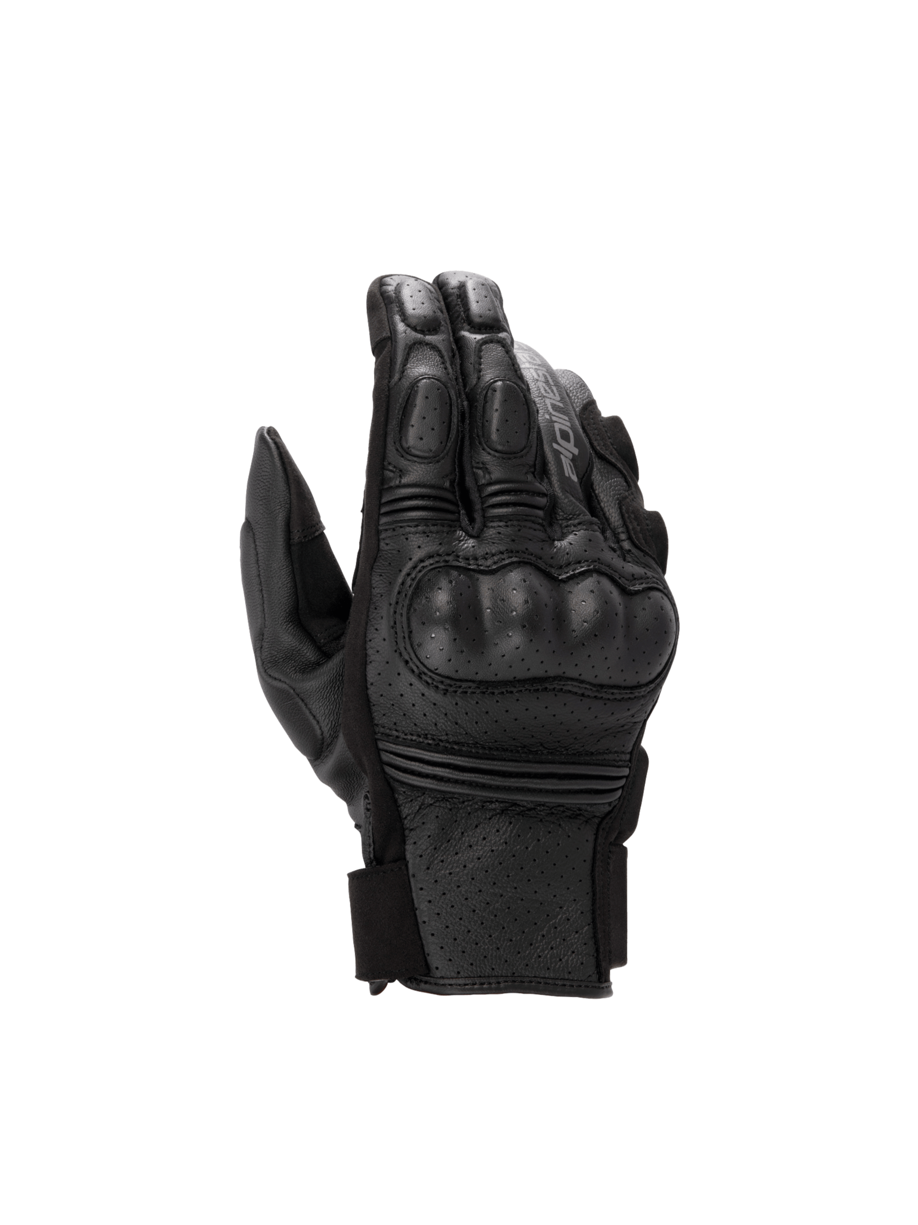 Alpinestars Phenom Læder Air handsker, sorte motorcykelsportshandsker til herre, perforeret læder med hård knobeskyttelse.