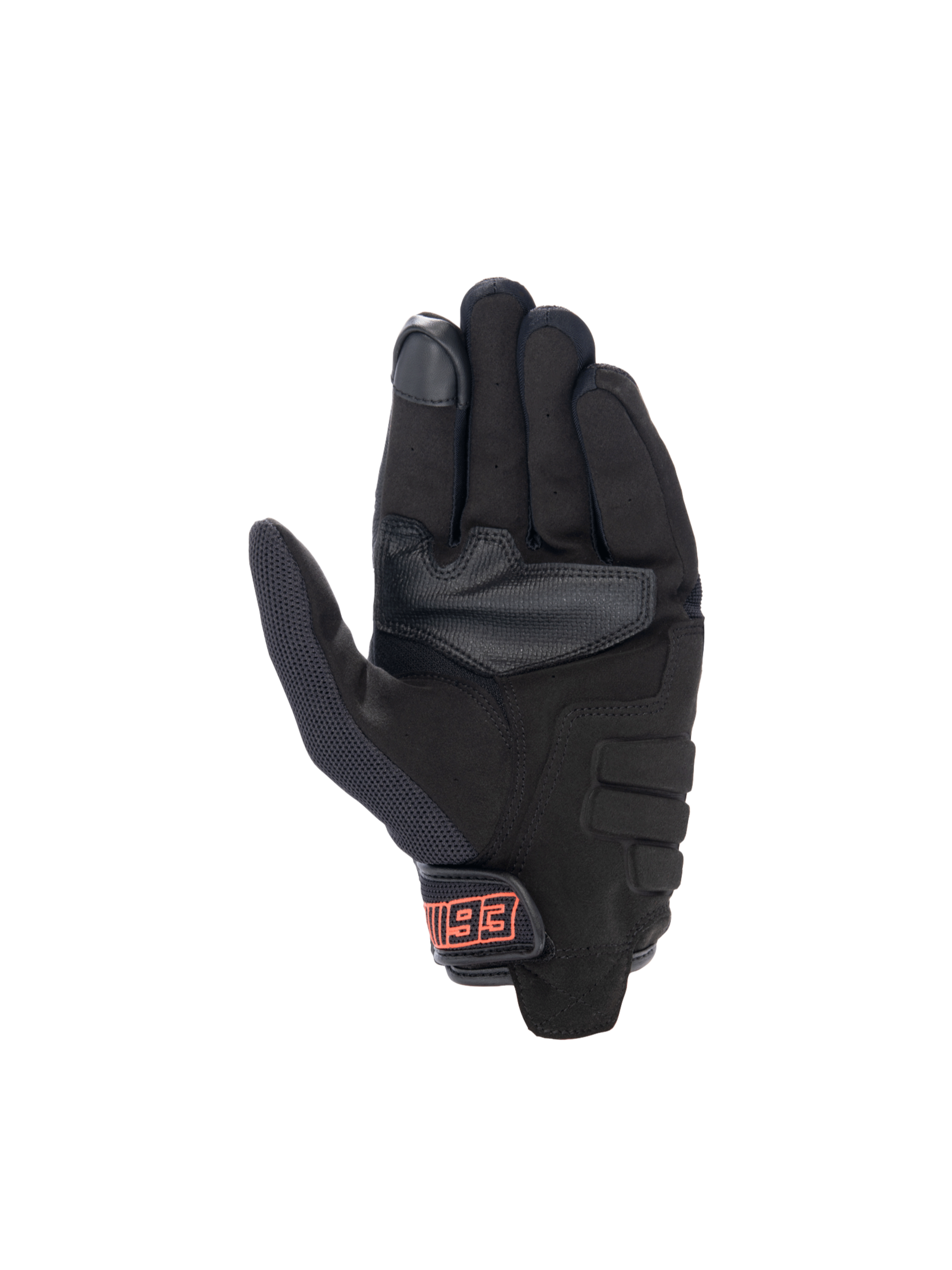 Alpinestars MM93 Losail V2 handsker, sort og rød fluo urban motorcykelhandske med syntetisk ruskindshåndflade.