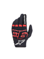Alpinestars MM93 Losail V2 handsker, urban motorcykelhandsker, sort og rød fluo, tekstil med knobeskyttelse og MM93-logo