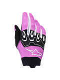 Alpinestars Stella Full Bore V2 handsker, motocrosshandsker til damer, violet, hvid og sort, med ergonomisk TPR-knobeskyttelse, hvidt Alpinestars stjerne-logo på violet strækstof, sort neoprenmanchet, off-road motorcykel-racerudstyr