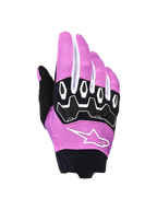 Alpinestars Stella Full Bore V2 handsker, motocrosshandsker til damer, violet, hvid og sort, med ergonomisk TPR-knobeskyttelse, hvidt Alpinestars stjerne-logo på violet strækstof, sort neoprenmanchet, off-road motorcykel-racerudstyr