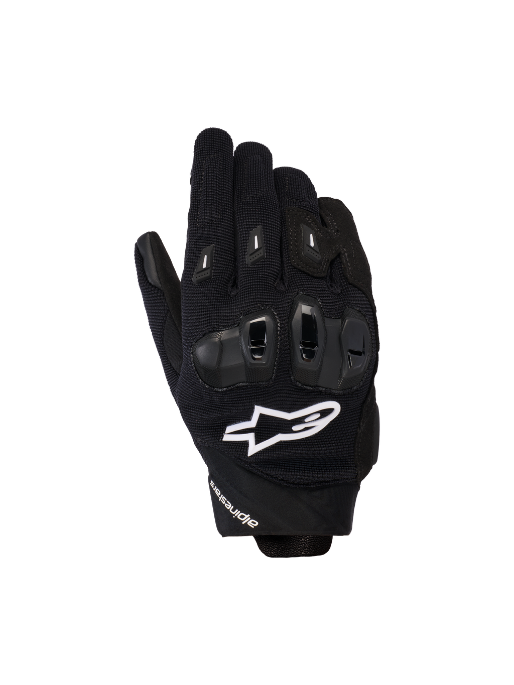 Alpinestars Stella SP X 3 handsker, motorcykelhandsker til damer, sorte med hvidt logo, med tekstureret mesh-stof og TPU-knobeskyttelse, sportsinspireret high-performance vejudstyr