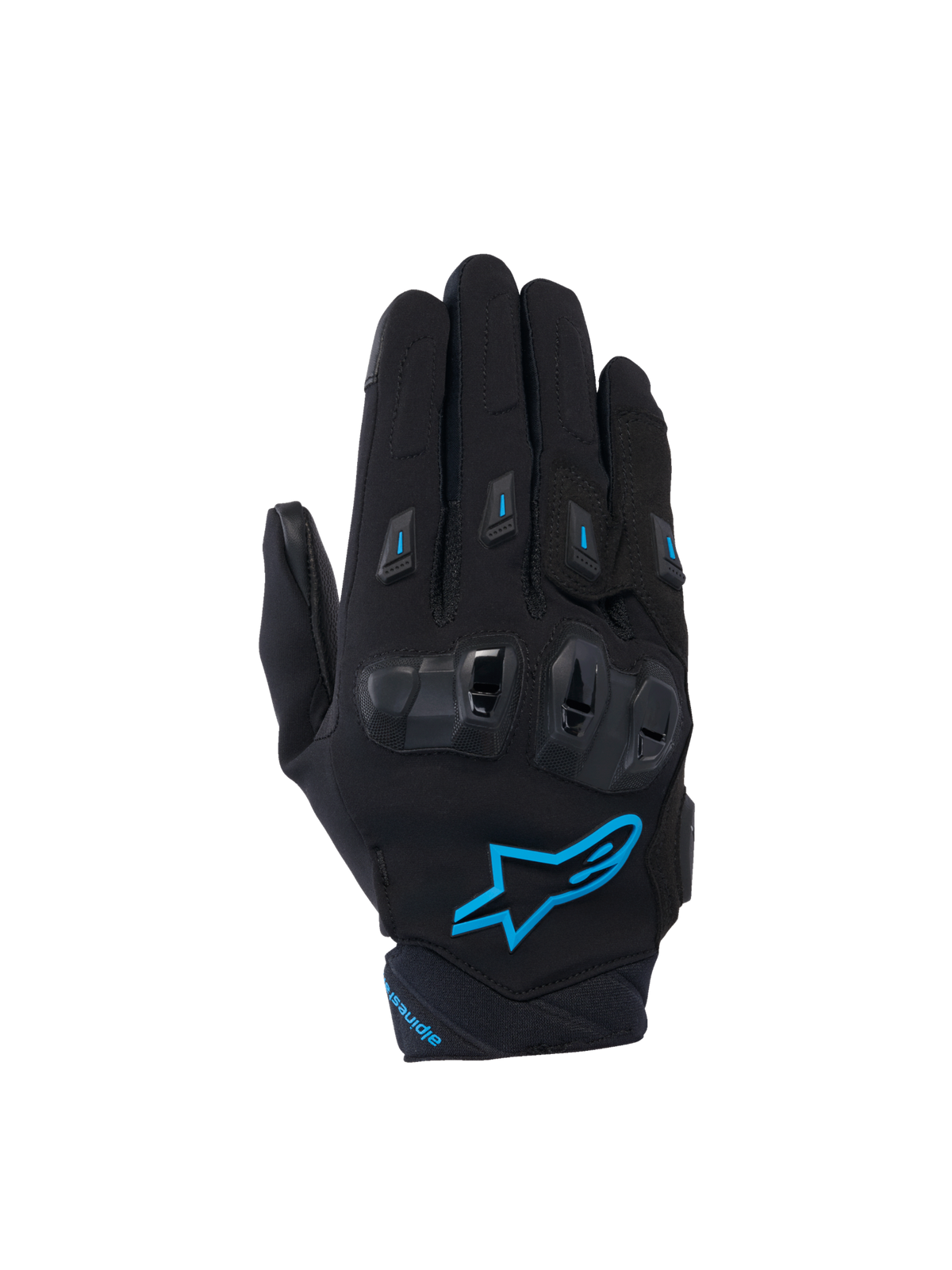 Alpinestars Stella SP X 3 damehandsker til motorcykel i sort og blå med TPU-knobeskyttelse og 3D-mesh.