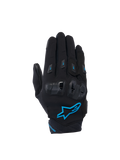 Alpinestars Stella SP X 3 damehandsker til motorcykel i sort og blå med TPU-knobeskyttelse og 3D-mesh.
