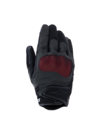 Alpinestars Stella Mogress Airflow handsker, dame motorcykelhandsker, antracit sort og rød, NUCLEON PLASMA knobeskyttelse med rødt mesh-overlag, laserperforeret håndryg, 3D mesh-indsatser på fingre og manchet, kort manchet med velcrolukning, åndbart design til bykørsel