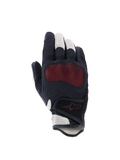 Alpinestars Stella Mogress Airflow handsker, motorcykelhandsker til damer, sort, ecru og fading coral, set fra håndryggen med 3D-mesh-indsatser, Nucleon Plasma knoglebeskyttelse og velcrolukning ved håndleddet
