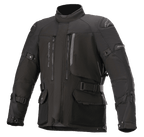 Alpinestars Ketchum GORE-TEX-jakke, sort motorcykel touringjakke med høj krave, flere ventilationsåbninger med lynlås og store cargo-lommer, justerbare stropper på ærmer og i taljen, forstærkede skulderpaneler og holdbar tekstilkonstruktion til adventure-kørsel