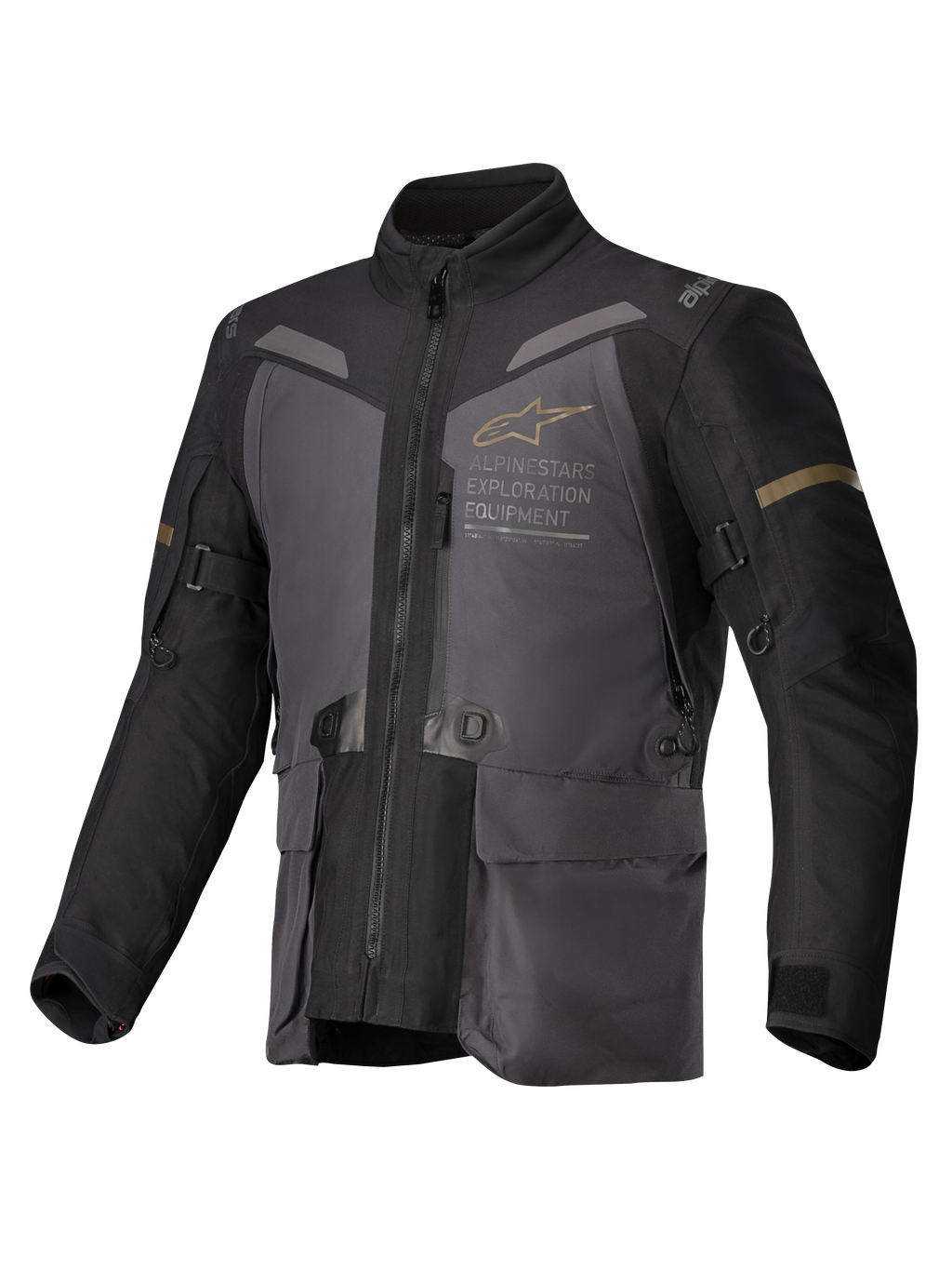 Alpinestars ST-7 2L GORE-TEX Jakke, mørkegrå og sort adventure touring motorcykeljakke med lamineret vandtæt konstruktion og CE-certificering