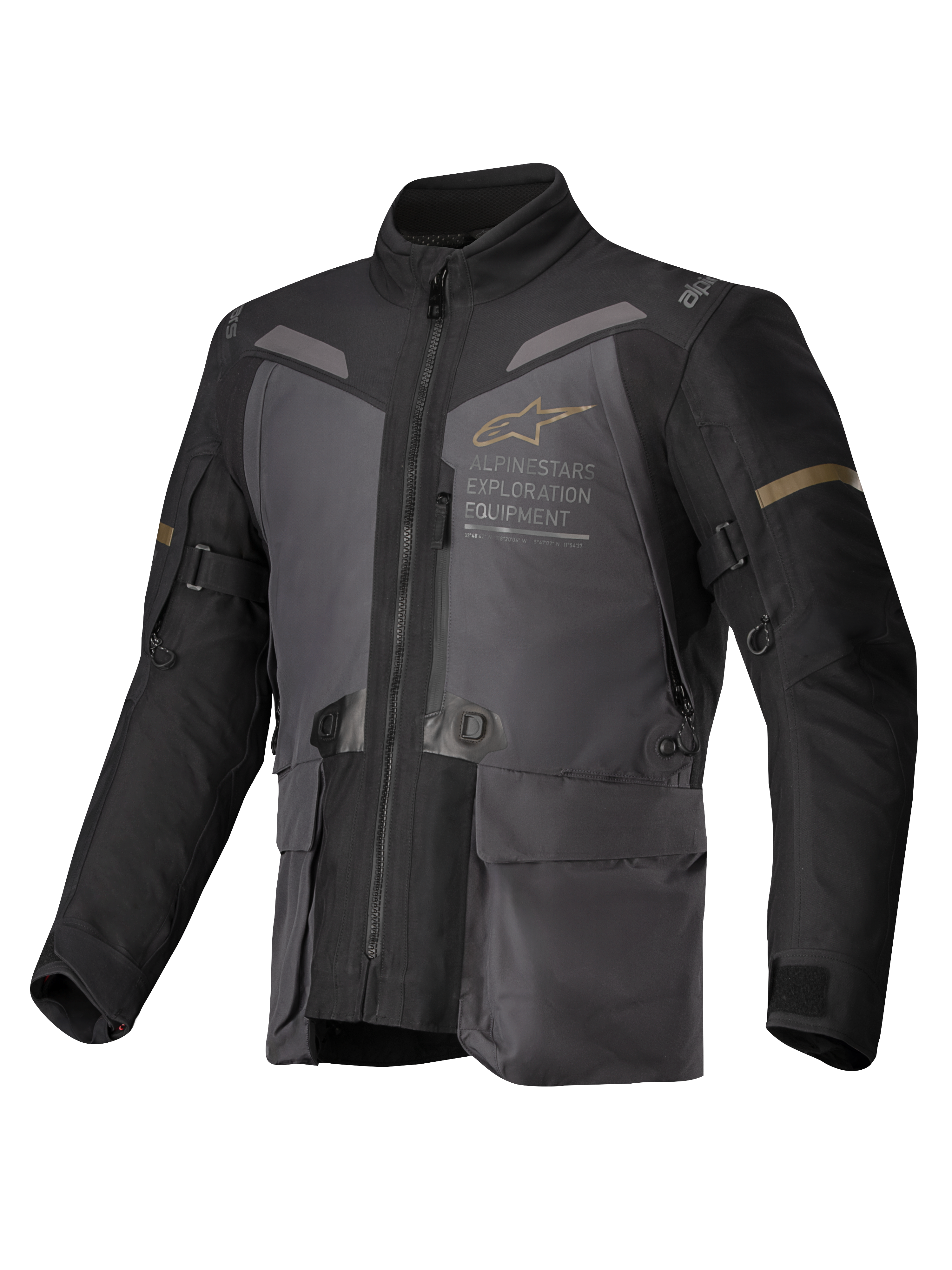 Alpinestars ST-7 2L GORE-TEX Jakke, mørkegrå og sort adventure touring motorcykeljakke med lamineret vandtæt konstruktion og CE-certificering