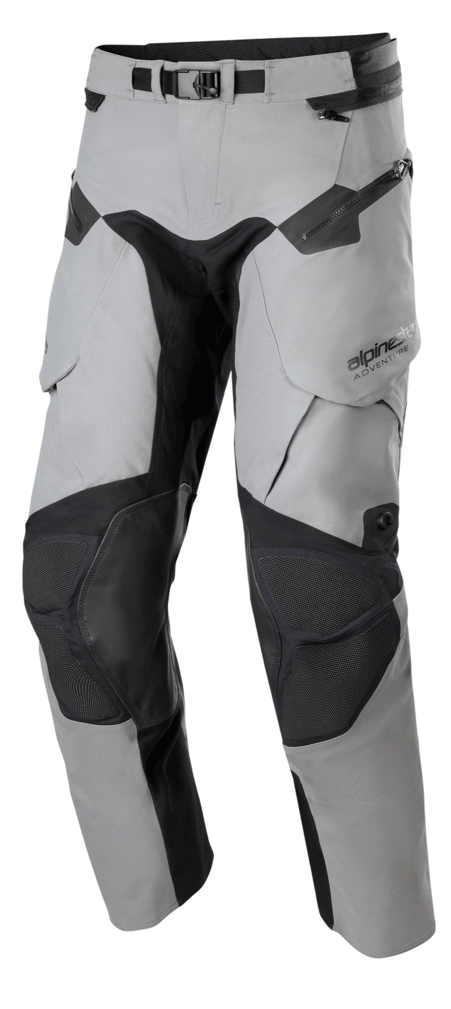 Alpinestars Boulder 3L GORE-TEX bukser, adventure motorcykelbukser, mørkegrå og sort, med forstærkede Superfabric-knæpaneler, cargolommer med lynlås og justerbart taljebælte, holdbar vandtæt konstruktion til off-road og adventure kørsel