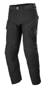 Alpinestars ST-7 2L GORE-TEX Pants, Adventure Touring Pants, Black and Dark Gray, featuring large cargo pockets, magnetic waist buckle closure, reinforced knee sections, and technical textile construction for all-weather protection