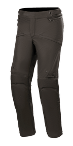 Alpinestars Stella Road Pro GORE-TEX bukser, dame motorcykelbukser til touring, sort, vandtæt og åndbart tekstil, artikulerede knæ med forstærket ribbet stof, hoftelommer med lynlås og justerbare taljestropper