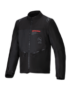 Alpinestars Pro-Dura jakke, sort, off-road motorcykeljakke i slidstærkt ripstop-tekstil, rødt Alpinestars-logo på brystet, skrå lynlåslommer, stjernelogo-detaljer på skuldrene