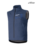 Alpinestars Techstar Softshell Vest, men's motocross riding vest, navy, windproof stretch softshell construction with full front zipper and branding graphics