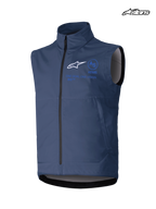 Alpinestars Techstar Softshell Vest, men's motocross riding vest, navy, windproof stretch softshell construction with full front zipper and branding graphics