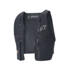 Alpinestars Techdura Tactical Vest, sort aftagelig vestkomponent til Techdura-jakken, med fire frontlommer med lynlås, åndbare mesh-paneler og sølvfarvet Alpinestars-logo, modulært udstyr til enduro- og off-road-kørsel.