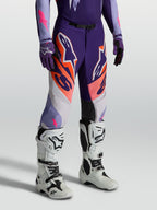 Alpinestars Supertech Dyna bukser, motocrossbukser til mænd, lilla og pink fluo, atletisk race-pasform til terrænkørsel.