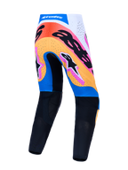 Alpinestars Supertech Dyna herre-motocrossbukser, blå og orange, bagfra med perforerede paneler og racingpasform.