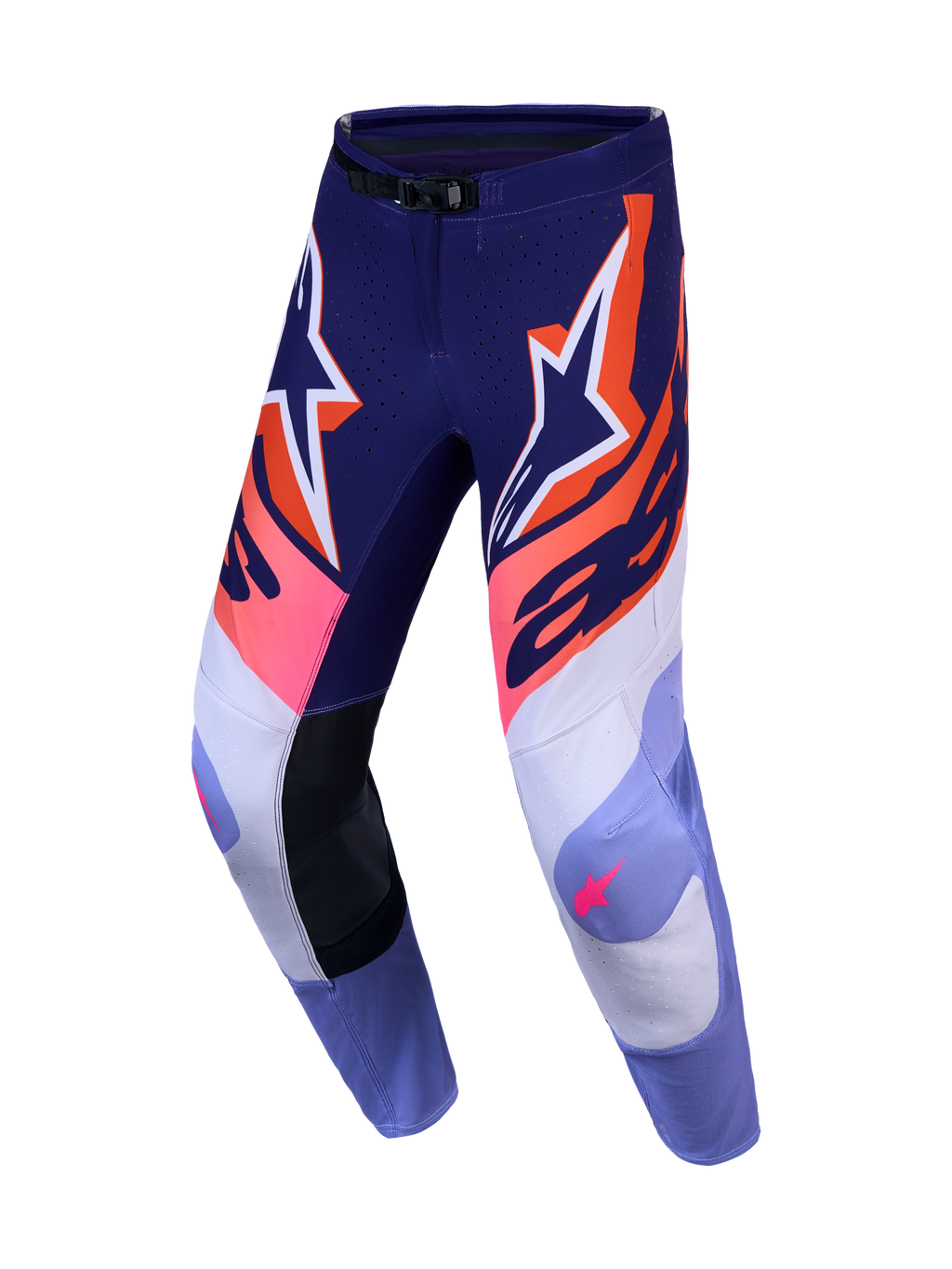 Alpinestars 2027 Supertech Dyna bukser, lilla og pink fluo motocrossbukser til herrer i stretch-ripstop.