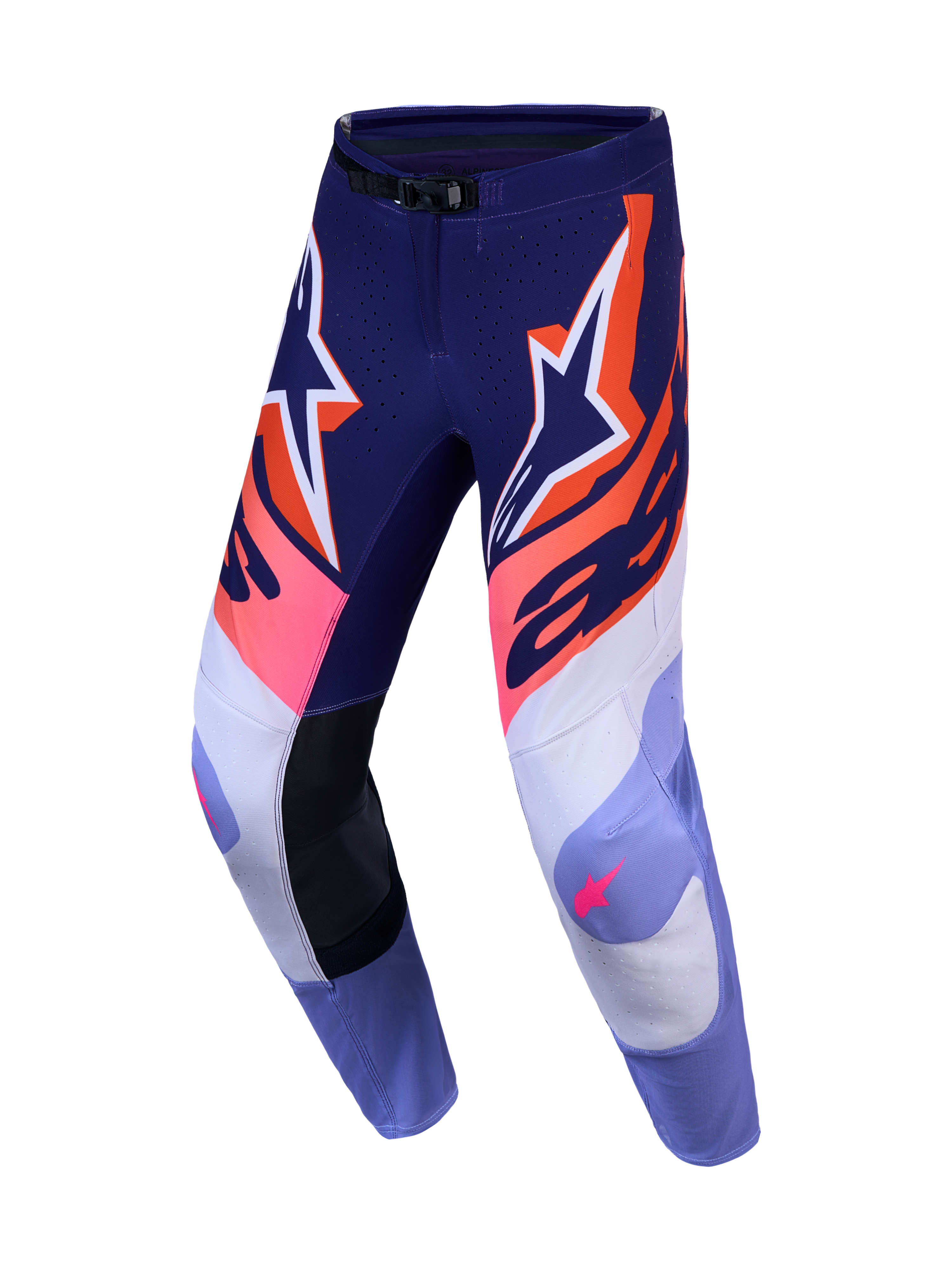 Alpinestars 2027 Supertech Dyna bukser, lilla og pink fluo motocrossbukser til herrer i stretch-ripstop.