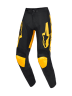 Alpinestars 2026 Racer Riway bukser, motocrossbukser, gul og sort, med markante gule logoer på lårene og gule knæpaneler, ergonomisk forbuet design, holdbar polyfabric-konstruktion til professionel off-road kørsel