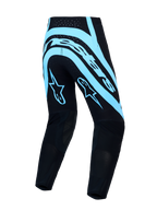 Alpinestars Supertech Vesta Motocross Pants, Black and Turquoise, featuring stretch rip-stop fabric and race fit.
