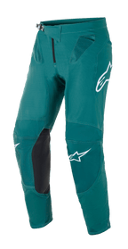 Alpinestars Supertech Blaze bukser, motocross-bukser, mørkegrønne, hvide Alpinestars-logoer, knæpaneler i sort læder, skraldelukning i taljen, mesh-ventilation ved hofterne, holdbar konstruktion til off-road kørsel