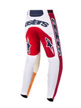 Alpinestars 2026 Racer Portl Pants, Motocross Pants, Red, White, and Dark Gray, rear view featuring bold 'astars' logo on the back, star icons on the legs, and durable material with reinforced inner knees for off-road racing.