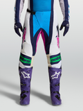 Alpinestars Techstar Maven Pants, Blue and White motocross racing pants with pink accents and Babel knee construction, on-model front view.