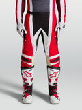 Alpinestars Techstar Maven bukser, rød og hvid motocross-racerbukser med atletisk pasform og knæforstærkning i læder.