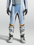Alpinestars Techstar Maven Bukser, blå og orange motocross-bukser med laserudskåret ventilation og ergonomisk race-pasform.