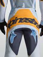 Alpinestars Techstar Maven bukser, motocrossbukser til herrer, blå og orange, forstærket sæde og stor logodetalje.