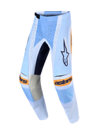 Alpinestars Techstar Maven motocrossbukser til herre, blå og orange, med laserperforeringer og teknisk stræk.