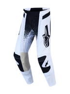 Alpinestars Techstar Swan Bukser AND Techstar Swan Gear Set, hvide og sorte motocrossbukser med læderpaneler på knæene, atletisk pasform og Babel knækonstruktion til terrænkørsel